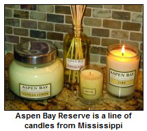 Aspen Bay Reserve is a line of candles from Mississippi