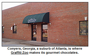Conyers, Georgia, a suburb of Atlanta, is where Graffiti Zoo makes its gourmet chocolates.