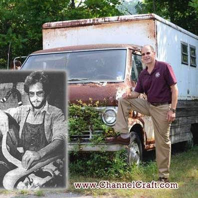 Channel Craft founder Dean Helfer with the van in which he began making American Pasttimes toys.