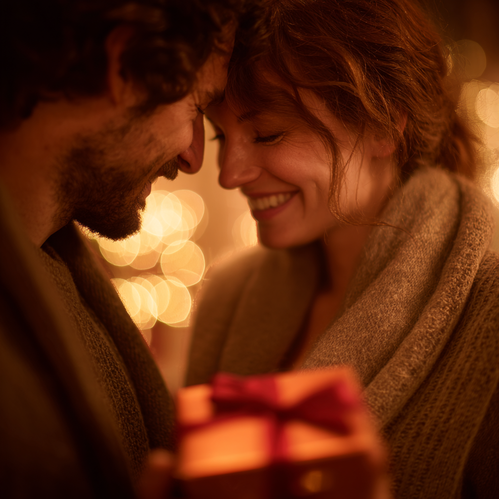 Couple Exchanging Valentines Day Gifts